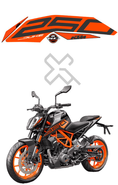 Half Body Sticker Compatible with Duke 250 BS7 | Made in Premium Gloss Vinyl with FPF (Fade Protection Film), Precut Sticker, Waterproof, Pack of 1